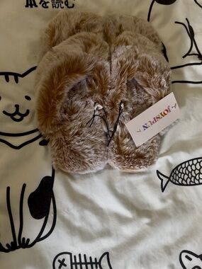 Joyspun Plush Faux Fur Women's Slippers in Mink Beige